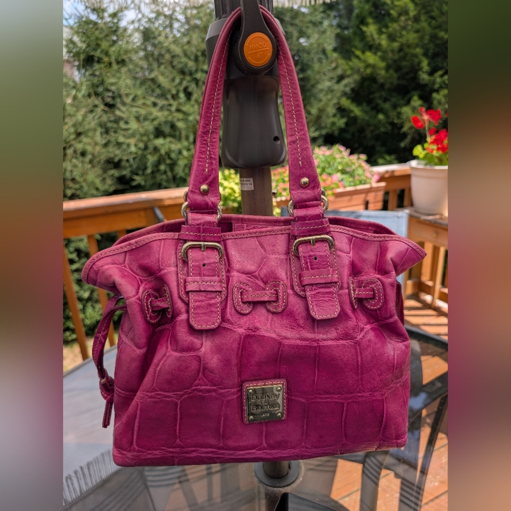 Dooney & Bourke Chiara Hobo Croc Embossed Leather Drawstring Handbag
